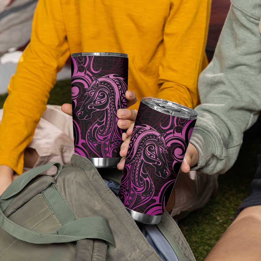 Pink Aotearoa Horse Racing Tumbler Cup NZ Maori Pattern LT14 - Polynesian Pride