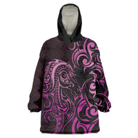 Pink Aotearoa Horse Racing Wearable Blanket Hoodie NZ Maori Pattern LT14 One Size Pink - Polynesian Pride