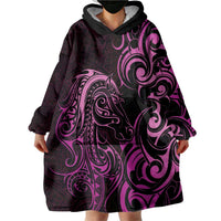 Pink Aotearoa Horse Racing Wearable Blanket Hoodie NZ Maori Pattern LT14 - Polynesian Pride