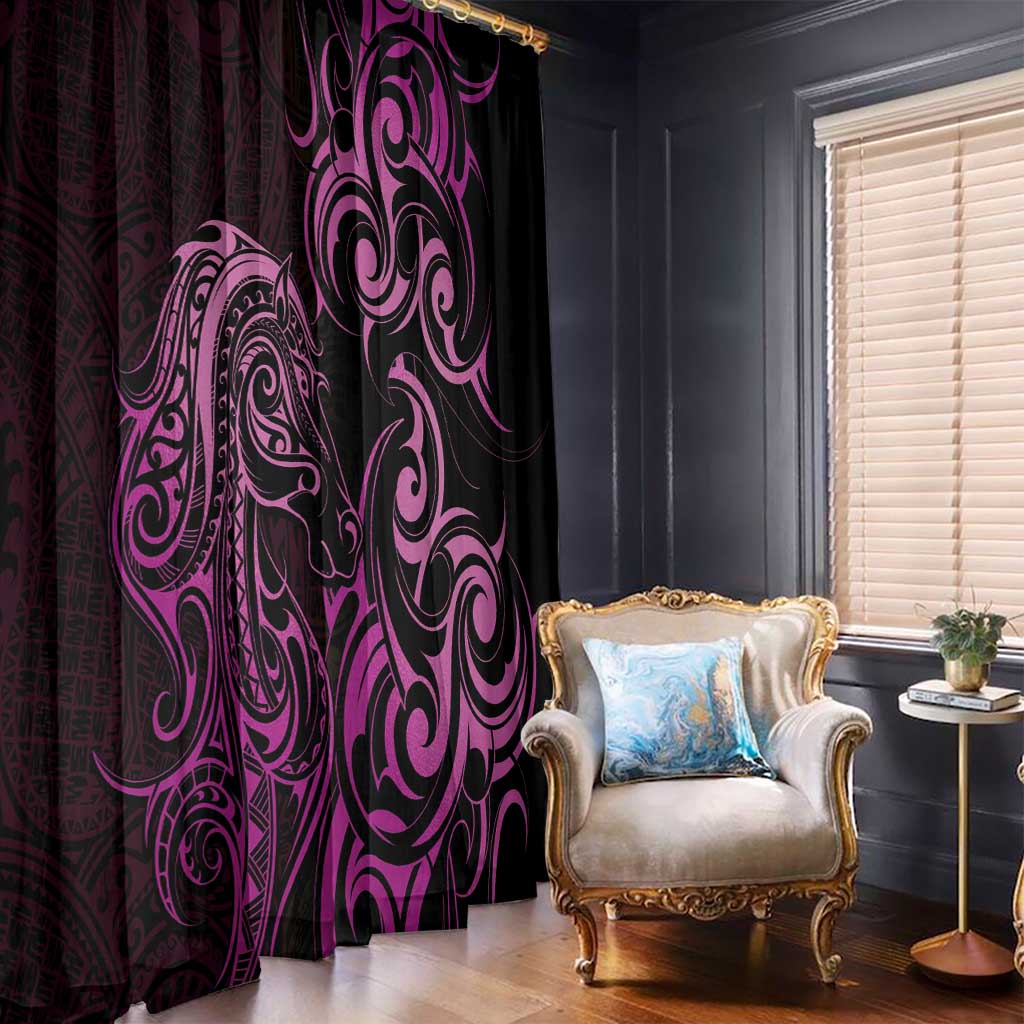 Pink Aotearoa Horse Racing Window Curtain NZ Maori Pattern LT14 - Polynesian Pride
