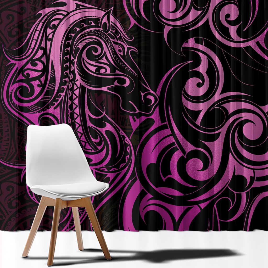 Pink Aotearoa Horse Racing Window Curtain NZ Maori Pattern LT14 - Polynesian Pride