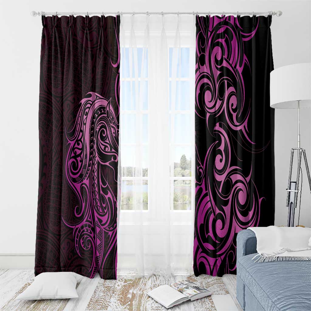 Pink Aotearoa Horse Racing Window Curtain NZ Maori Pattern LT14 - Polynesian Pride