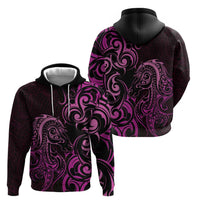 Pink Aoteara Horse Racing Zip Hoodie NZ Maori Pattern