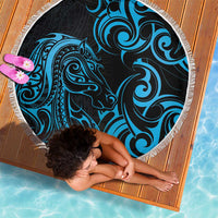 Blue Aotearoa Horse Racing Beach Blanket NZ Maori Pattern LT14 - Polynesian Pride