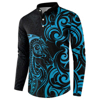 Blue Aoteara Horse Racing Button Sweatshirt NZ Maori Pattern