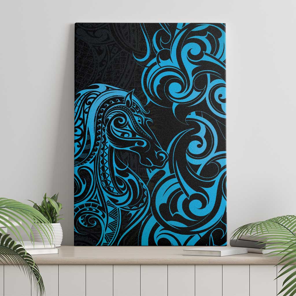 Blue Aotearoa Horse Racing Canvas Wall Art NZ Maori Pattern LT14 - Polynesian Pride