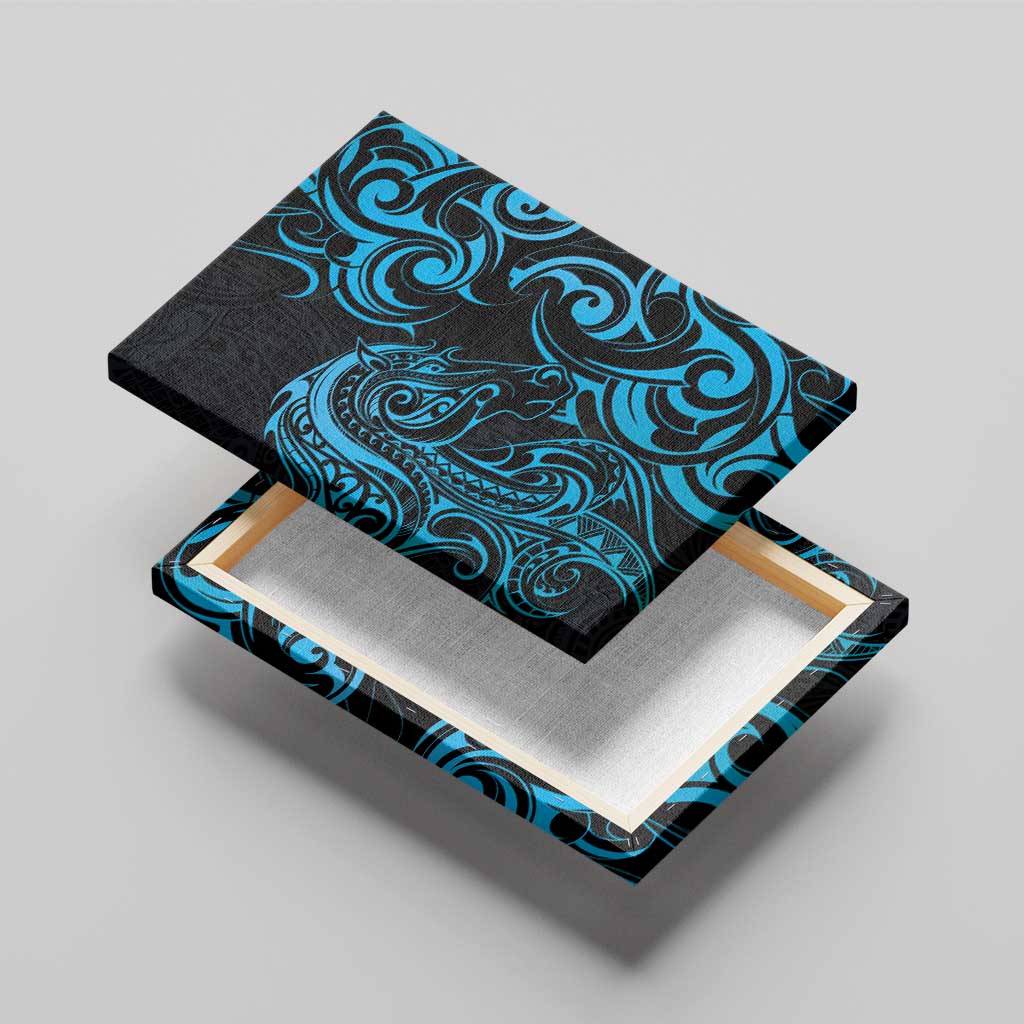 Blue Aotearoa Horse Racing Canvas Wall Art NZ Maori Pattern LT14 - Polynesian Pride