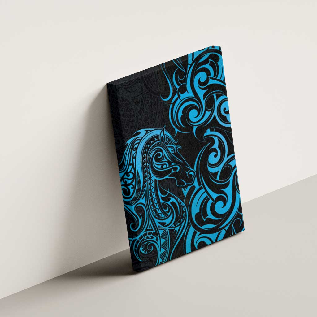 Blue Aotearoa Horse Racing Canvas Wall Art NZ Maori Pattern LT14 - Polynesian Pride