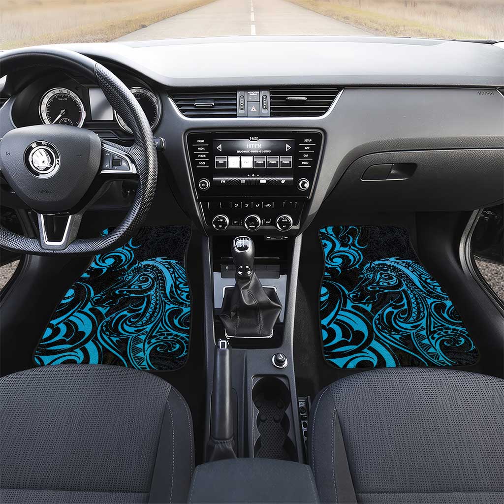 Blue Aotearoa Horse Racing Car Mats NZ Maori Pattern LT14 Set 2pcs - Front Blue - Polynesian Pride