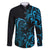 Blue Aoteara Horse Racing Family Matching Long Sleeve Bodycon Dress and Hawaiian Shirt NZ Maori Pattern