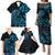 Blue Aoteara Horse Racing Family Matching Puletasi and Hawaiian Shirt NZ Maori Pattern