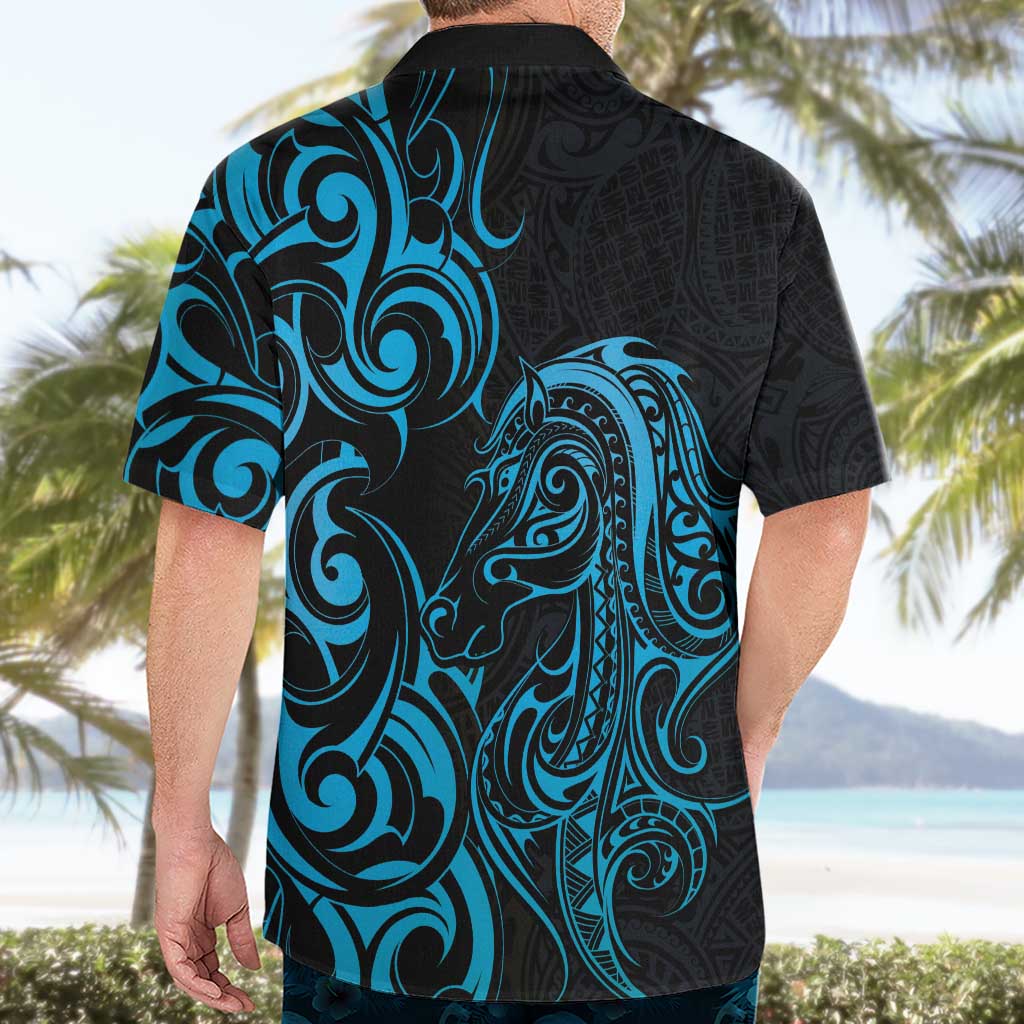 Blue Aotearoa Horse Racing Hawaiian Shirt NZ Maori Pattern LT14 - Polynesian Pride