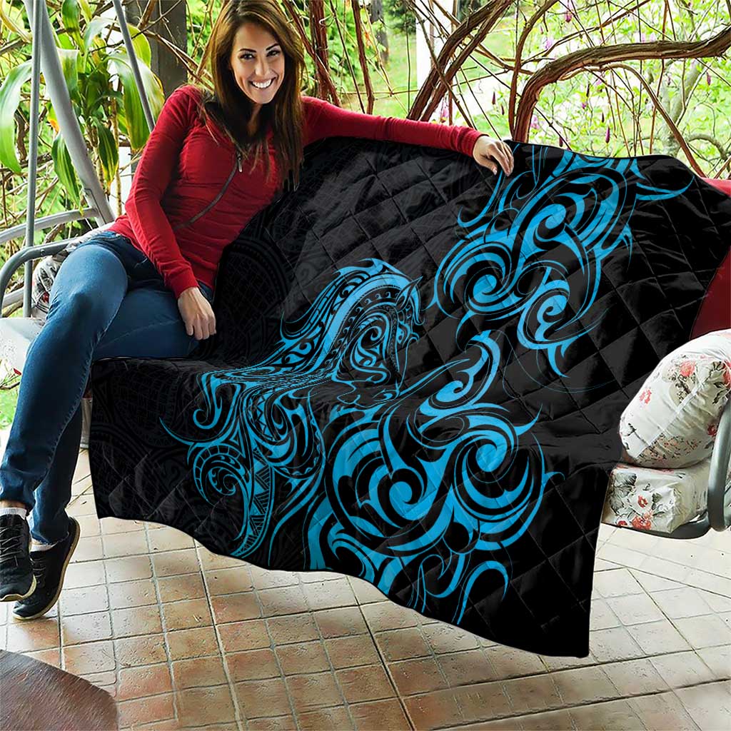 Blue Aoteara Horse Racing Quilt NZ Maori Pattern