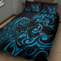 Blue Aotearoa Horse Racing Quilt Bed Set NZ Maori Pattern LT14 - Polynesian Pride