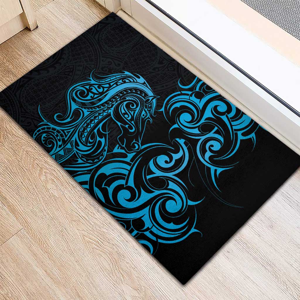 Blue Aotearoa Horse Racing Rubber Doormat NZ Maori Pattern LT14 - Polynesian Pride