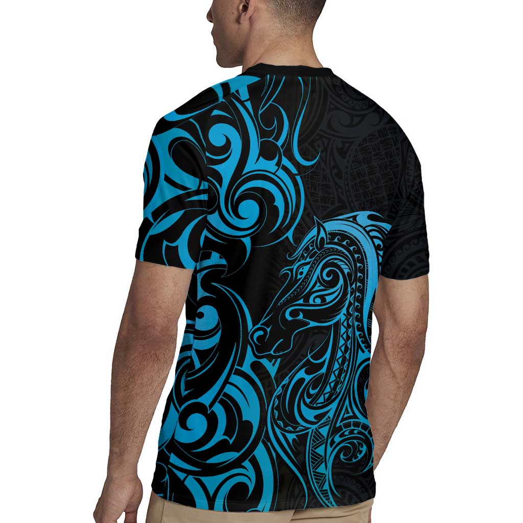 Blue Aotearoa Horse Racing Rugby Jersey NZ Maori Pattern LT14 - Polynesian Pride