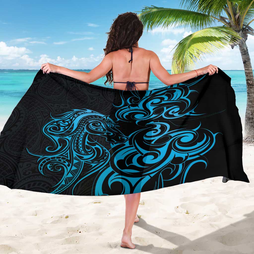 Blue Aoteara Horse Racing Sarong NZ Maori Pattern