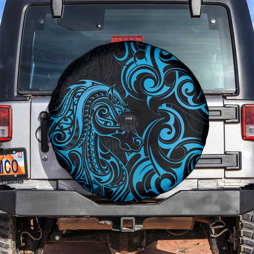 Blue Aotearoa Horse Racing Spare Tire Cover NZ Maori Pattern LT14 Blue - Polynesian Pride