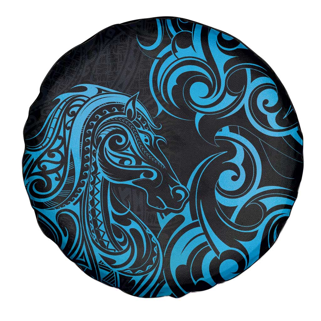 Blue Aotearoa Horse Racing Spare Tire Cover NZ Maori Pattern LT14 - Polynesian Pride