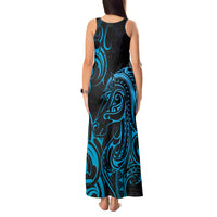 Blue Aotearoa Horse Racing Tank Maxi Dress NZ Maori Pattern LT14 - Polynesian Pride