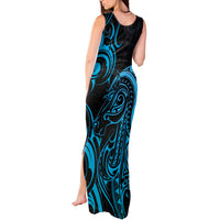 Blue Aotearoa Horse Racing Tank Maxi Dress NZ Maori Pattern LT14 - Polynesian Pride