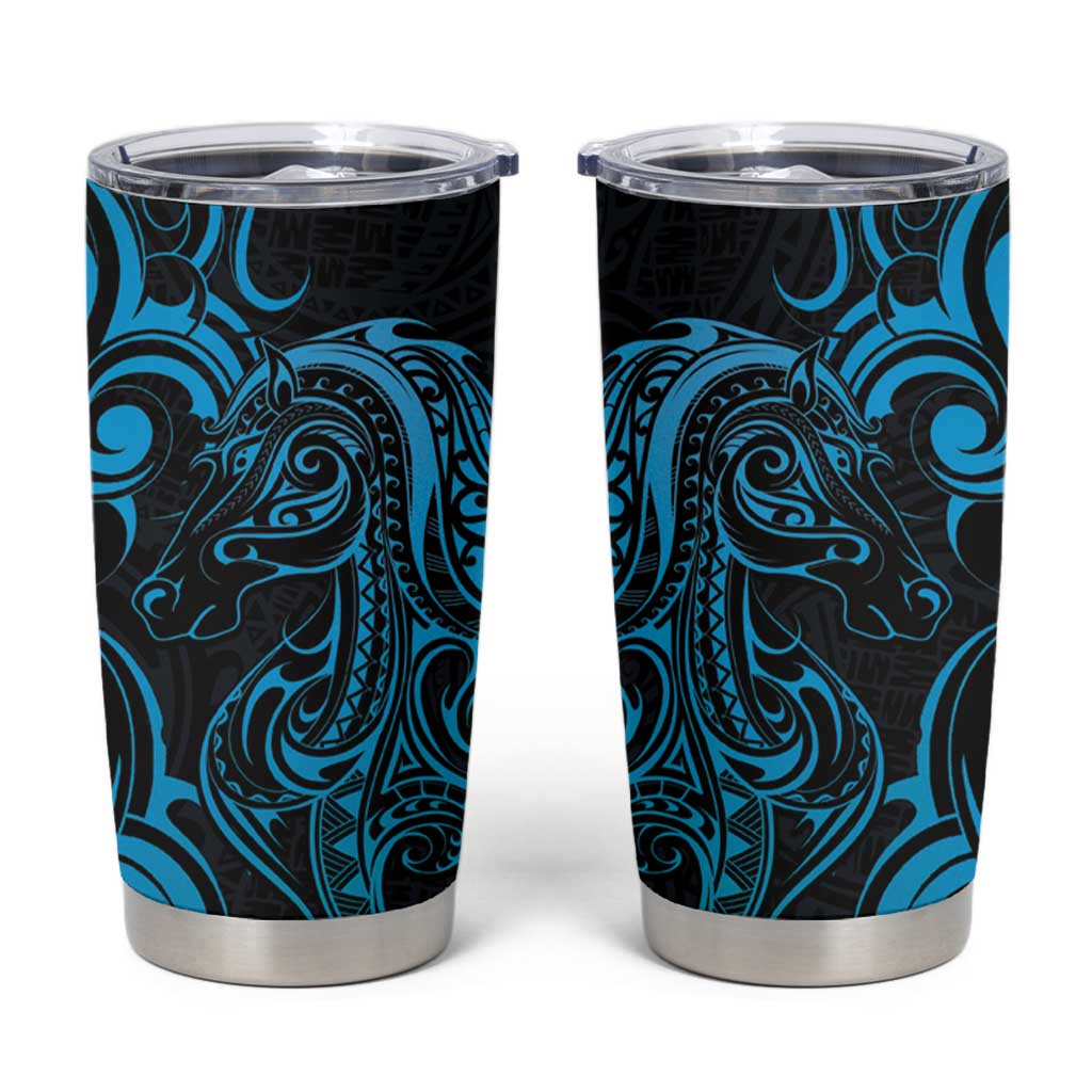 Blue Aotearoa Horse Racing Tumbler Cup NZ Maori Pattern LT14 Blue - Polynesian Pride