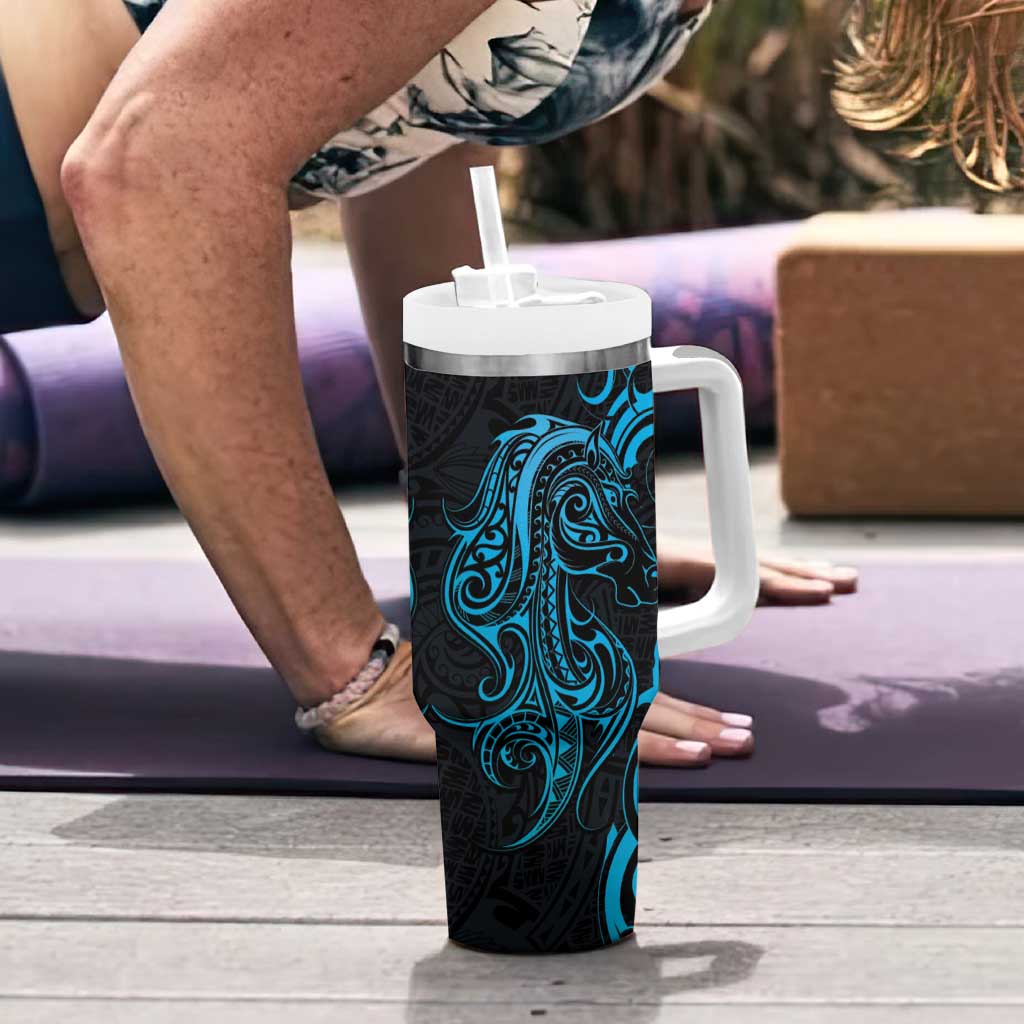 Blue Aotearoa Horse Racing Tumbler With Handle NZ Maori Pattern LT14 - Polynesian Pride