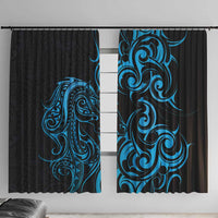 Blue Aotearoa Horse Racing Window Curtain NZ Maori Pattern LT14 With Hooks Blue - Polynesian Pride