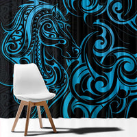 Blue Aotearoa Horse Racing Window Curtain NZ Maori Pattern LT14 - Polynesian Pride
