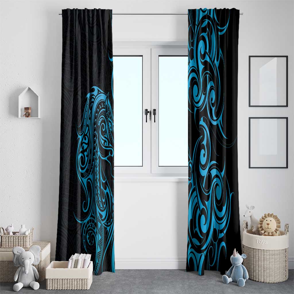 Blue Aotearoa Horse Racing Window Curtain NZ Maori Pattern LT14 - Polynesian Pride
