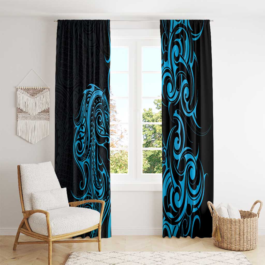 Blue Aotearoa Horse Racing Window Curtain NZ Maori Pattern LT14 - Polynesian Pride