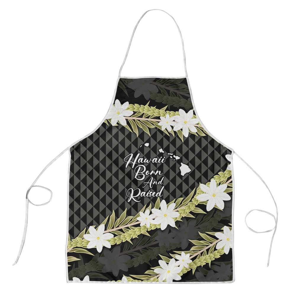 Born And Raised Aloha Hawaii Apron Kanaka Kakau Hawaiian Tiare Pakalana Lei LT14 Black - Polynesian Pride