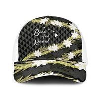 Born And Raised Aloha Hawaii Baseball Net Cap Kanaka Kakau Hawaiian Tiare Pakalana Lei LT14 One Size White Black - Polynesian Pride