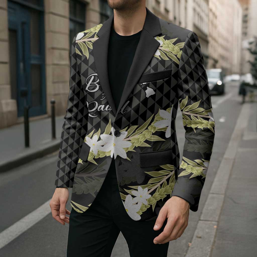 Born And Raised Aloha Hawaii Blazer Kanaka Kakau Hawaiian Tiare Pakalana Lei - Polynesian Pride