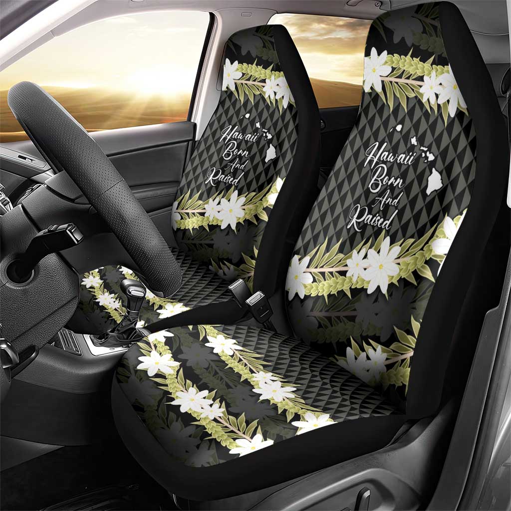 Born And Raised Aloha Hawaii Car Seat Cover Kanaka Kakau Hawaiian Tiare Pakalana Lei - Polynesian Pride