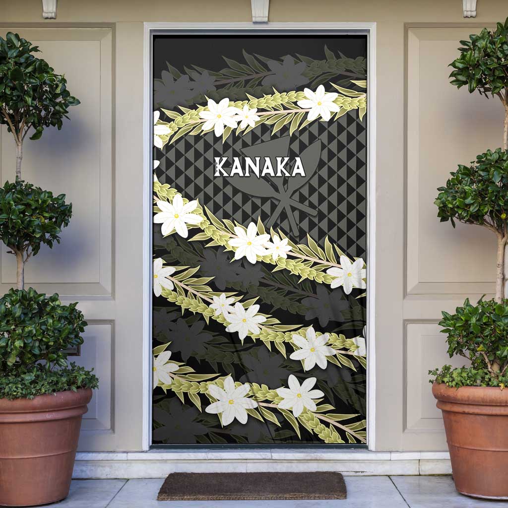 Born And Raised Aloha Hawaii Door Cover Kanaka Kakau Hawaiian Tiare Pakalana Lei LT14 Black - Polynesian Pride