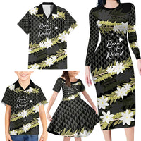Born And Raised Aloha Hawaii Family Matching Long Sleeve Bodycon Dress and Hawaiian Shirt Kanaka Kakau Hawaiian Tiare Pakalana Lei - Polynesian Pride