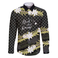 Born And Raised Aloha Hawaii Family Matching Long Sleeve Bodycon Dress and Hawaiian Shirt Kanaka Kakau Hawaiian Tiare Pakalana Lei - Polynesian Pride