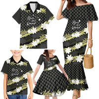 Born And Raised Aloha Hawaii Family Matching Mermaid Dress and Hawaiian Shirt Kanaka Kakau Hawaiian Tiare Pakalana Lei - Polynesian Pride