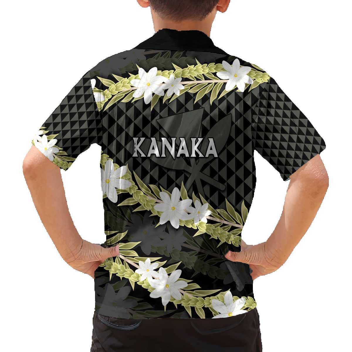 Born And Raised Aloha Hawaii Family Matching Off The Shoulder Long Sleeve Dress and Hawaiian Shirt Kanaka Kakau Hawaiian Tiare Pakalana Lei - Polynesian Pride