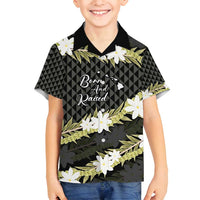 Born And Raised Aloha Hawaii Family Matching Off Shoulder Maxi Dress and Hawaiian Shirt Kanaka Kakau Hawaiian Tiare Pakalana Lei - Polynesian Pride