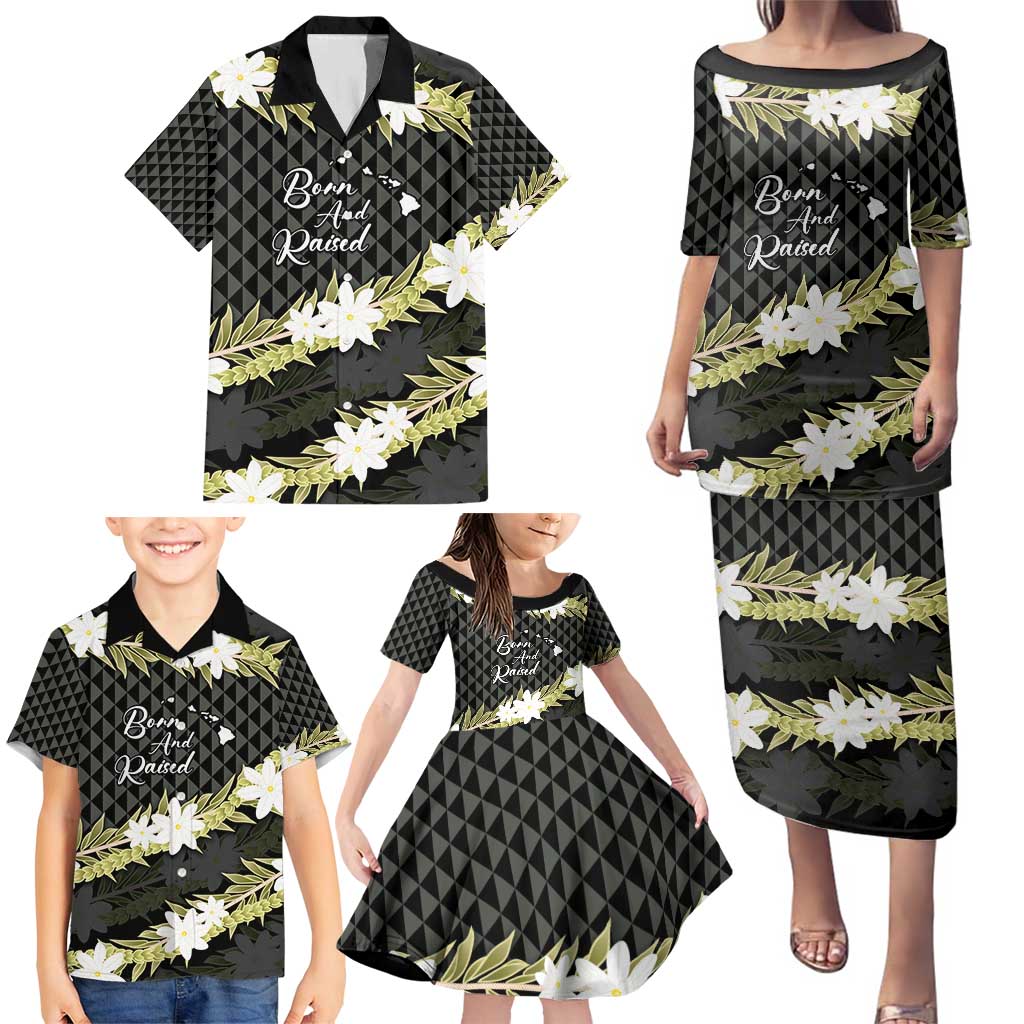 Born And Raised Aloha Hawaii Family Matching Puletasi and Hawaiian Shirt Kanaka Kakau Hawaiian Tiare Pakalana Lei - Polynesian Pride