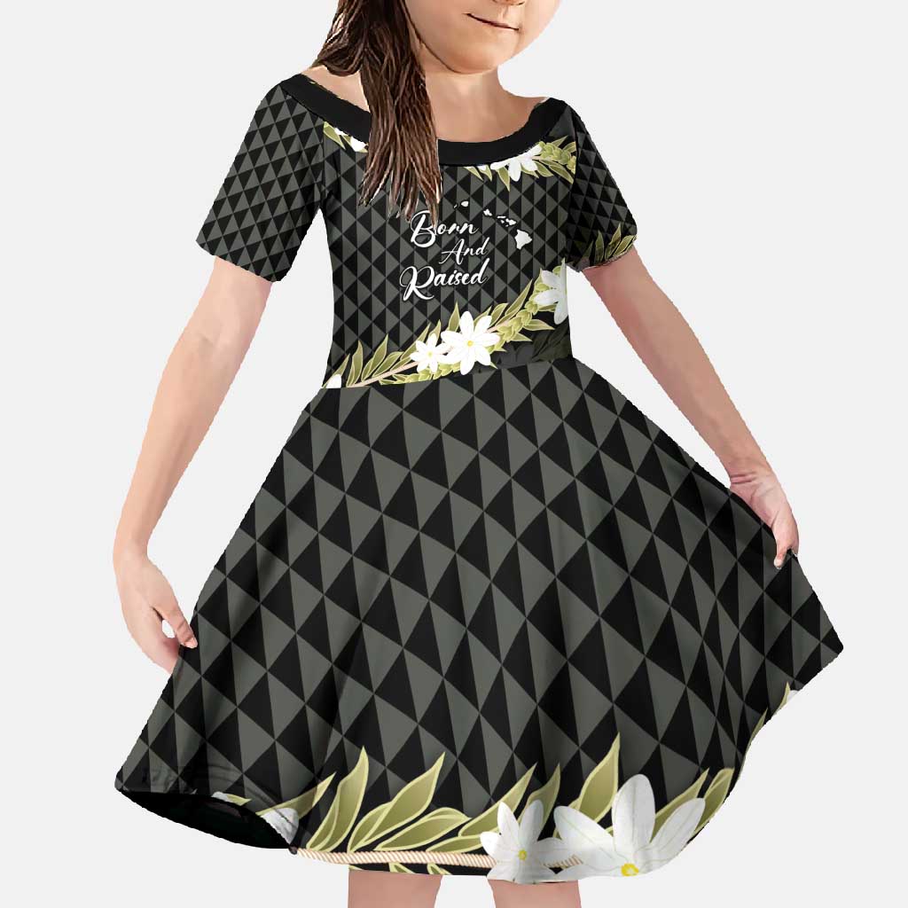 Born And Raised Aloha Hawaii Family Matching Short Sleeve Bodycon Dress and Hawaiian Shirt Kanaka Kakau Hawaiian Tiare Pakalana Lei - Polynesian Pride