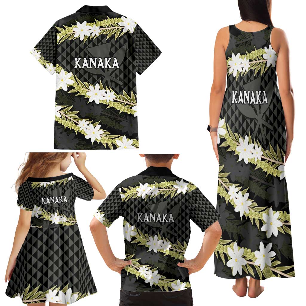 Born And Raised Aloha Hawaii Family Matching Tank Maxi Dress and Hawaiian Shirt Kanaka Kakau Hawaiian Tiare Pakalana Lei - Polynesian Pride