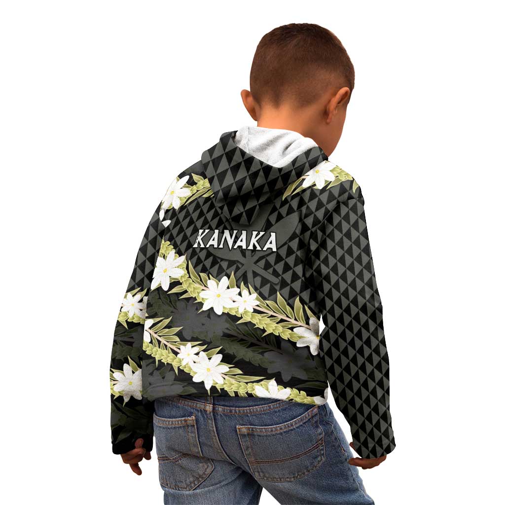 Born And Raised Aloha Hawaii Kid Hoodie Kanaka Kakau Hawaiian Tiare Pakalana Lei - Polynesian Pride