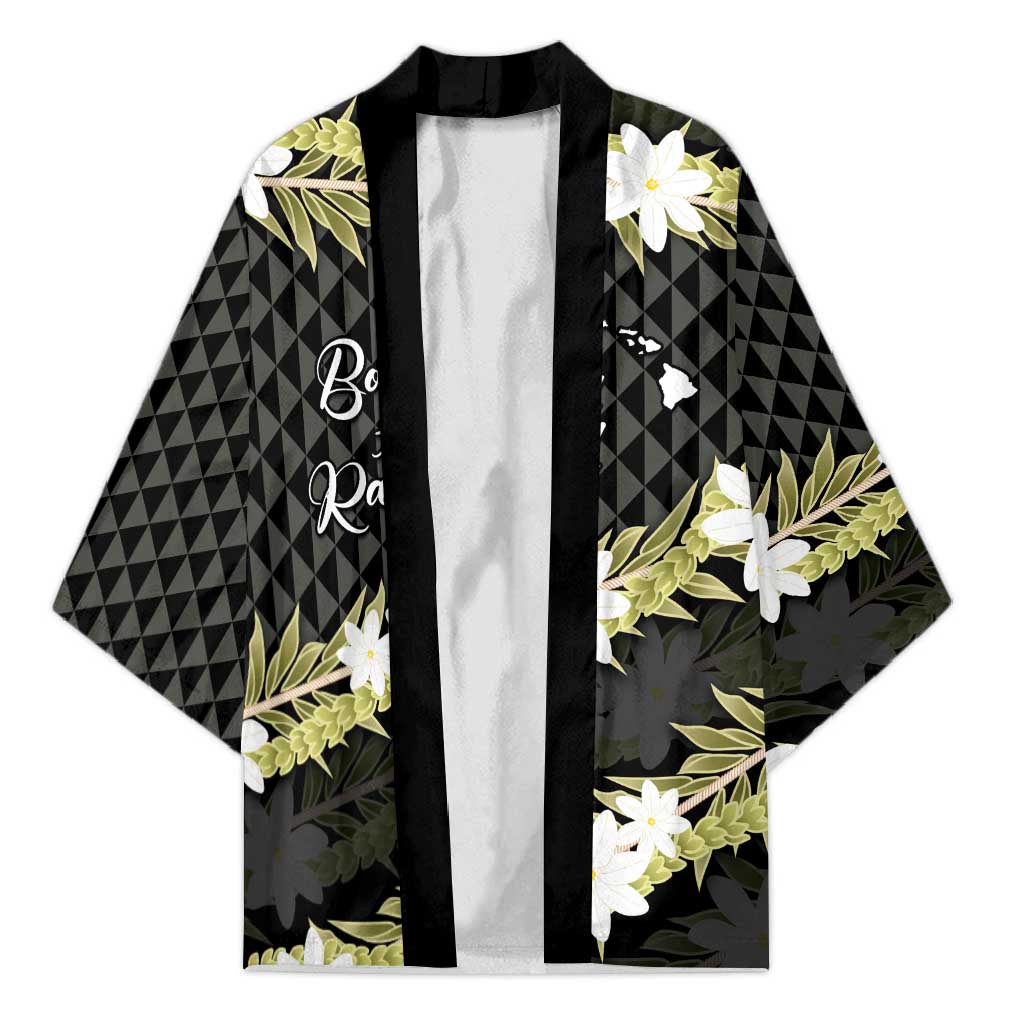 Born And Raised Aloha Hawaii Kimono Kanaka Kakau Hawaiian Tiare Pakalana Lei - Polynesian Pride