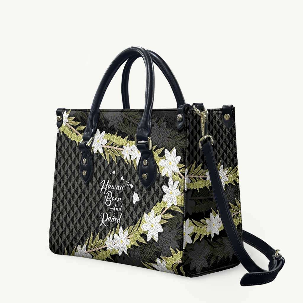 Born And Raised Aloha Hawaii Leather Bag Kanaka Kakau Hawaiian Tiare Pakalana Lei - Polynesian Pride