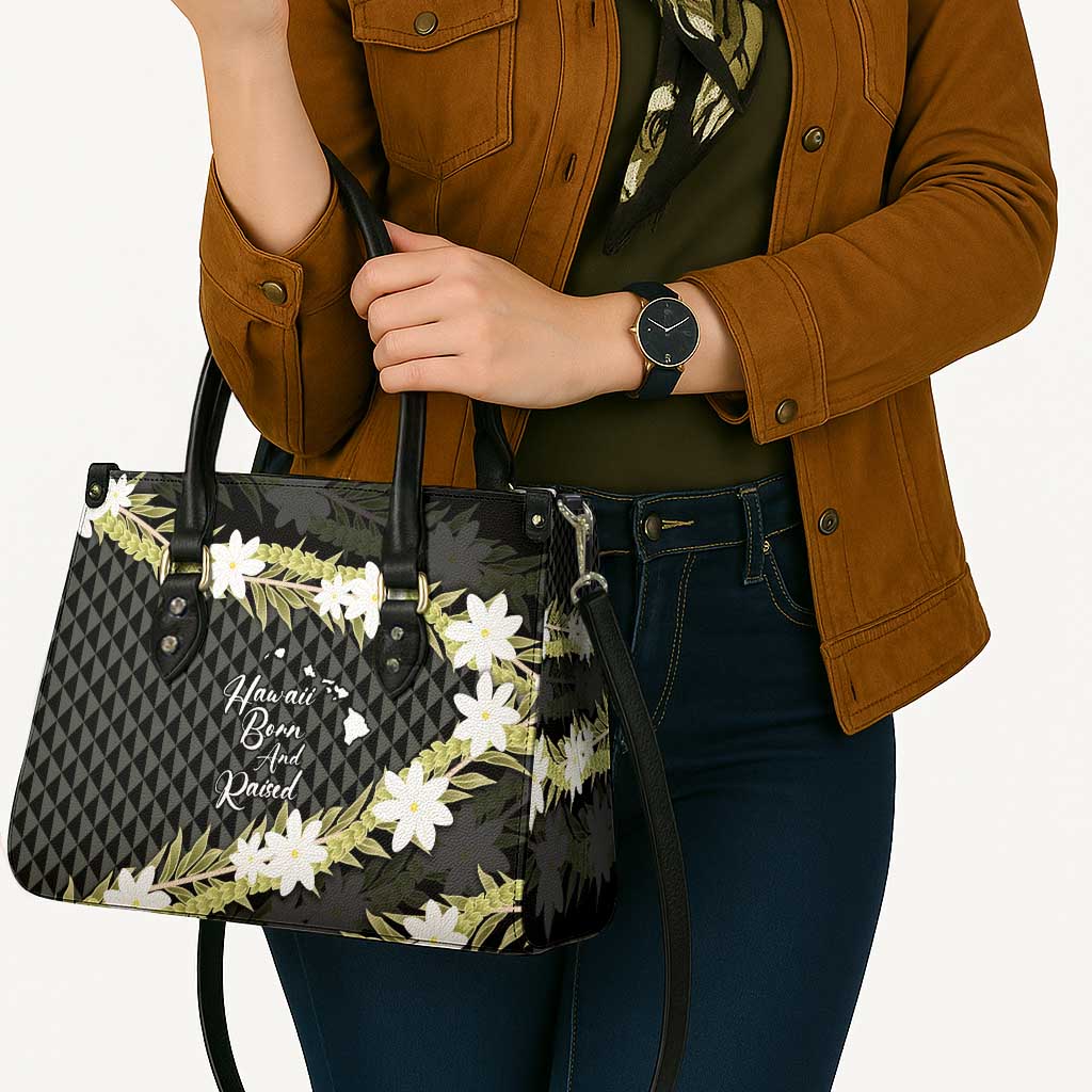 Born And Raised Aloha Hawaii Leather Bag Kanaka Kakau Hawaiian Tiare Pakalana Lei LT14 - Polynesian Pride