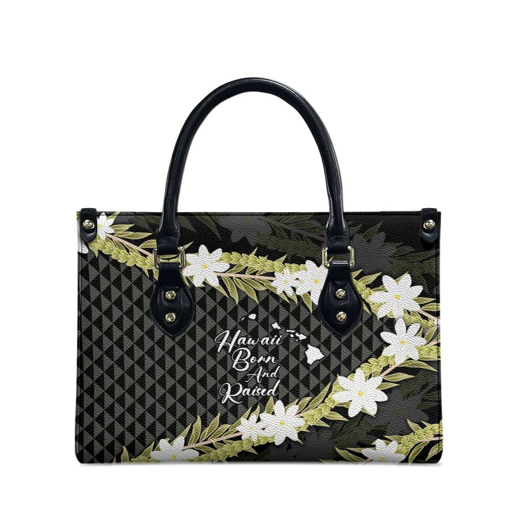 Born And Raised Aloha Hawaii Leather Bag Kanaka Kakau Hawaiian Tiare Pakalana Lei LT14 - Polynesian Pride