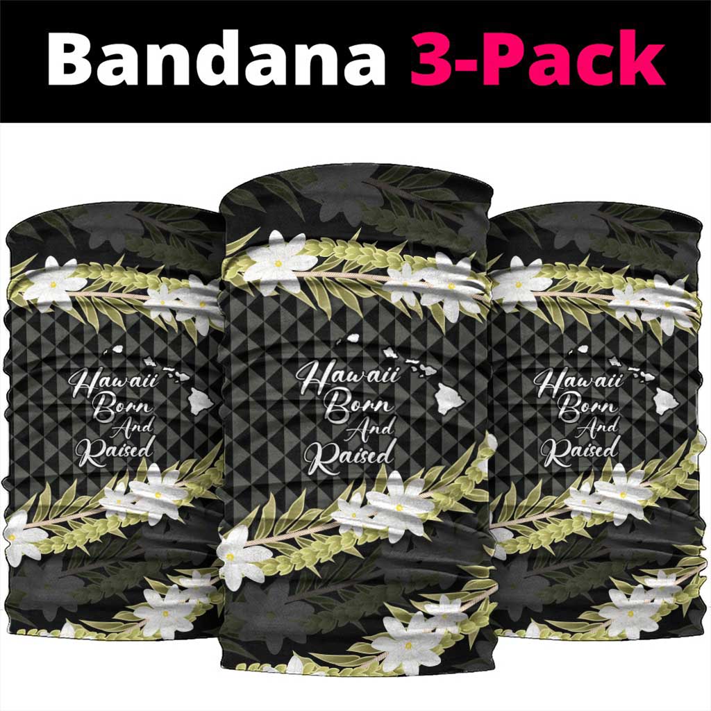 Born And Raised Aloha Hawaii Neck Gaiter Kanaka Kakau Hawaiian Tiare Pakalana Lei LT14 package One Size: 25*50cm Black - Polynesian Pride